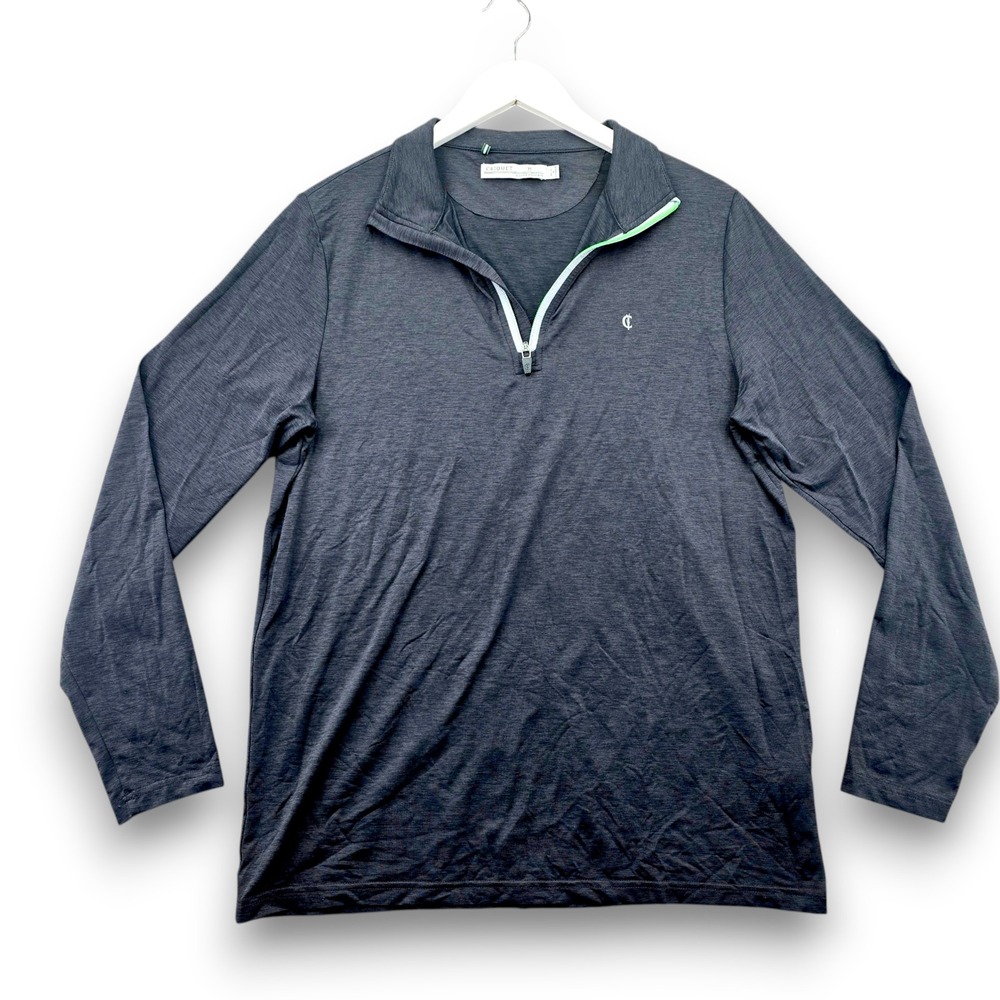 Criquet Mens Quarter Zip Pullover M Gray Brrr Nylon Spandex Long Sleeve Golf